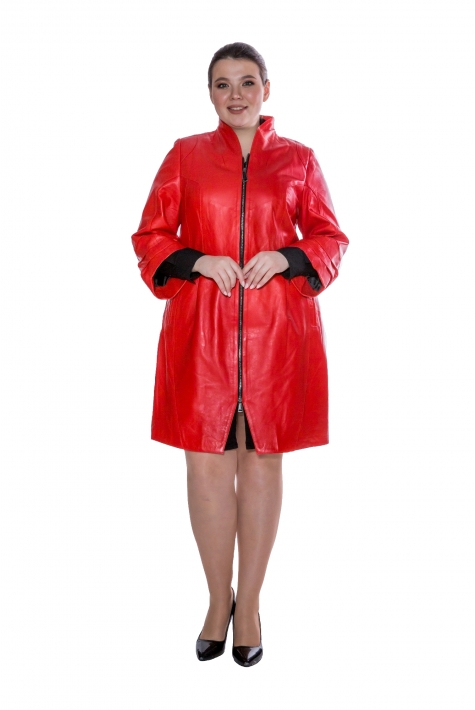 Женское кожаное пальто из натуральной кожи с воротником 8011594