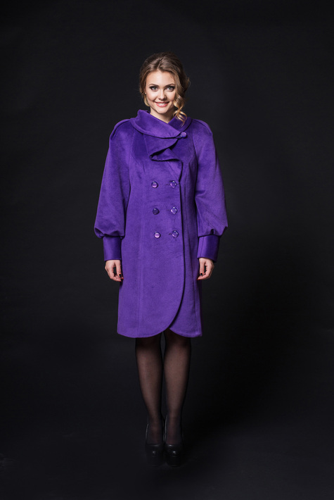 Женское пальто из текстиля с воротником 8011969