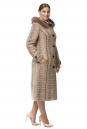 Женское пальто из текстиля с капюшоном, отделка песец 8012226-2