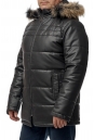 Мужская кожаная куртка из эко-кожи с капюшоном, отделка енот 8015047-2