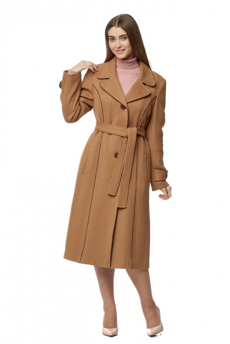 Женское пальто из текстиля с воротником 8019725